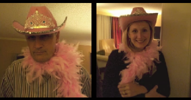 Decorative Concrete Bigwigs Don the Pink Hat and Boa